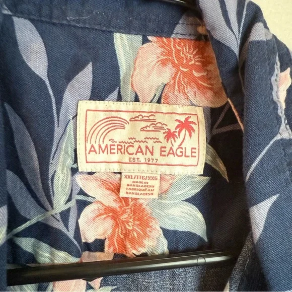 American Eagle Tropical Casual Button Up Resort Shirt - Picture 4 of 5